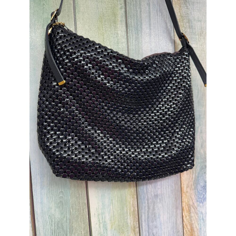 Whiting And Davis Vintage Navy Metal Mesh Shoulder Bag Purse Chainmail Gold - Picture 3 of 8